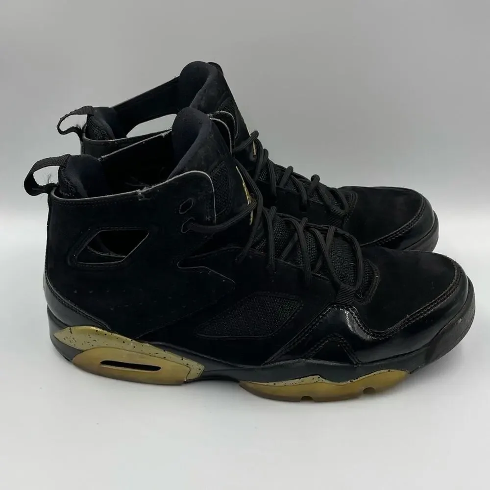 Jordan Flight Club '91 Black Gold Basketball Shoes 555475-031 Men’s sz 8.5‎